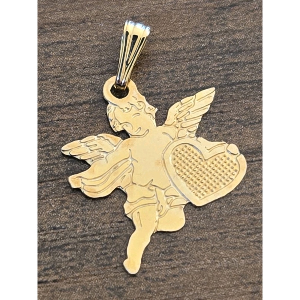 Vintage Cherub W/Heart Charm Gold Filled/Over 925 Silver Star Stamped Tiny